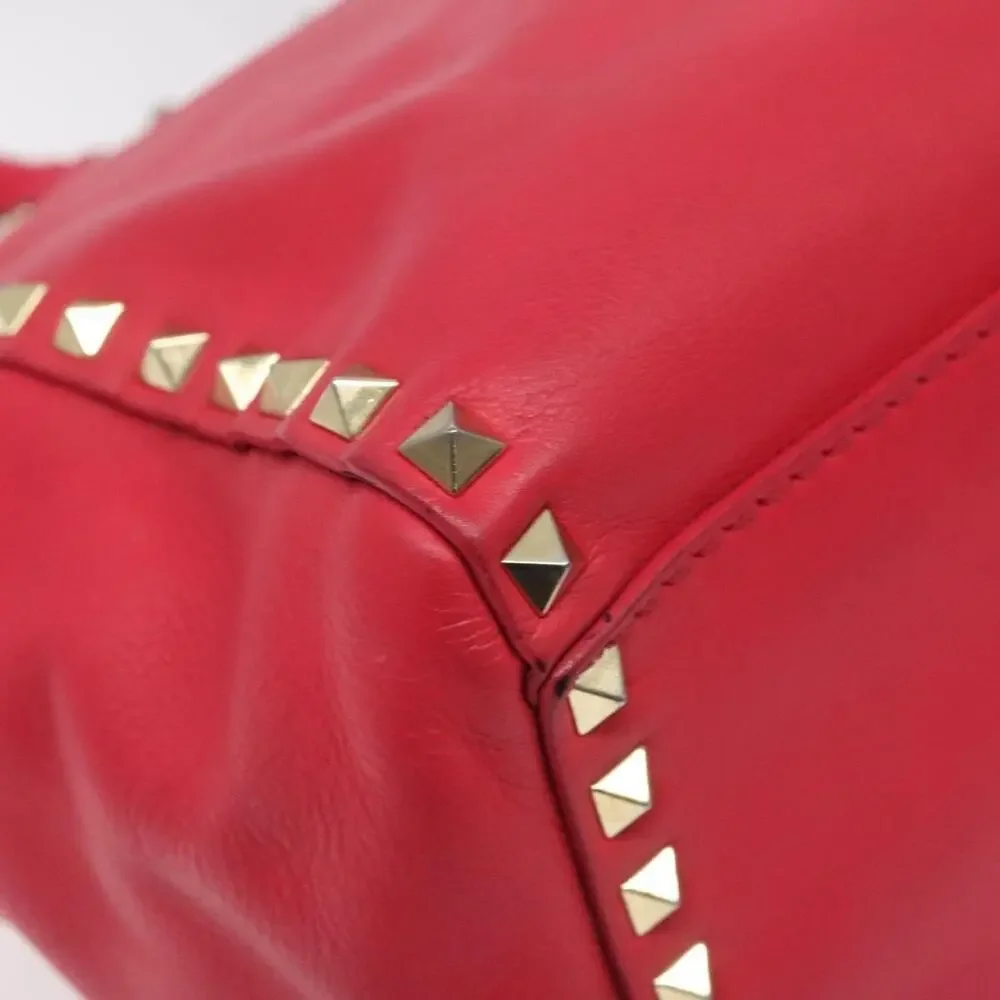 Valentino Rockstud Leather Handbag Red